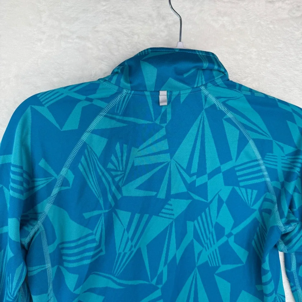 Nike Womens Dri-FIT‎ Running Half-Zip Pullover Teal Geometric Shard Size M